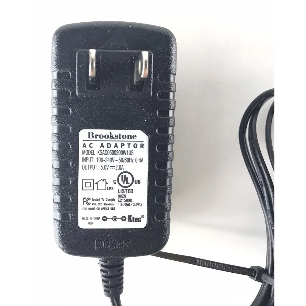 Brookstone AC Adaptor KSAC0500200W1US 5.0V 2.0A Ktec Power Supply Cord